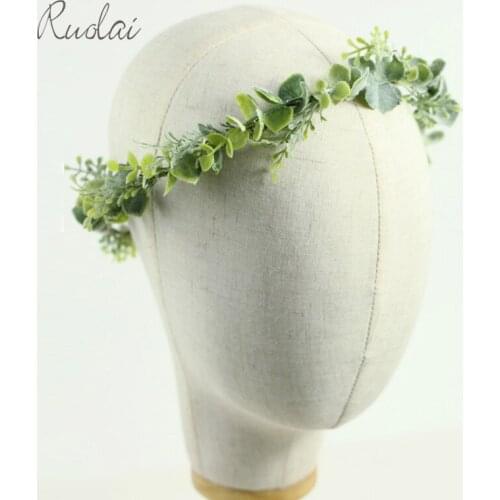 Green Flower Crown Wedding Headband Bridal Head Wear Leaves Lady Headpiece Boho Wedding Accessories Bridal Hair Wear HD38