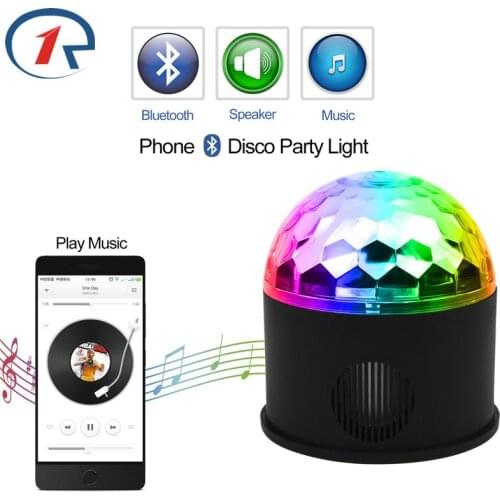 ZjRight Remote RGB LED Crystal Magic Ball Stage Light rotation Speaker Colorful ktv DJ disco gift Bluetooth Music control Lights