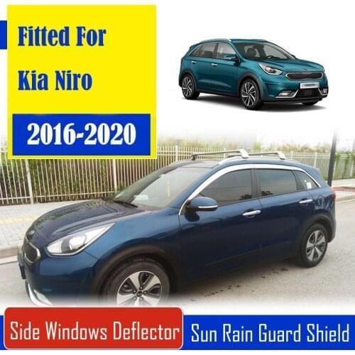 1 Set Chrome Side Vent Sun Shade Window Visors Rain Guard Deflectors For Kia Niro 2016-2020