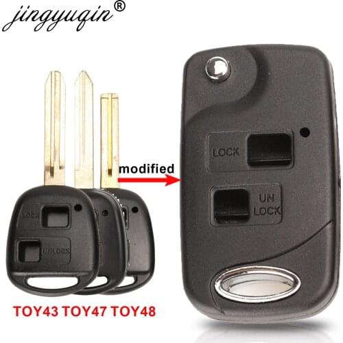 10pcs Modified Remote Flip Key Shell For Toyota Avensis Corolla Yaris Auris Camry RAV4 2 Button Case Fob TOY43 TOY47 TOY48