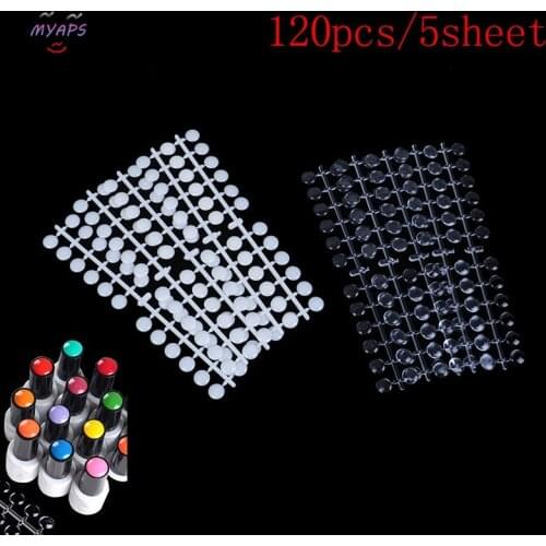 120 Tips Natural Round Nail Tips with Sticker Color Chart Flat Back UV/Gel/Polish for Display Color Card Chart Nails Art Tools