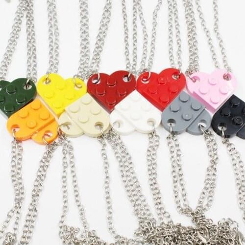 2pcs Lego Elements Love Couple Necklace DIY 50cm Lovers Chain Necklace Pendant Women Men Necklace Jewelry