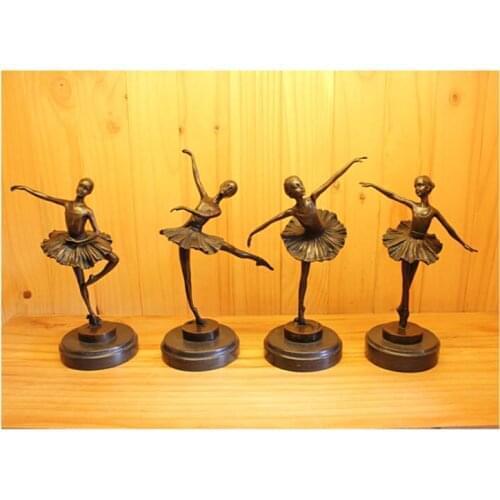 4PCS # 2020 TOP COOL home bar decorative Ballet Music art Crazy dancing Ballet dancer bronze Sculpture statue