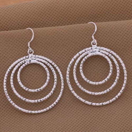 AE533 925 Jewelry Silver Color Wholesale Popular Charm Earrings For Women&men , Three-ring Beads /bcsajtza Avdajmka