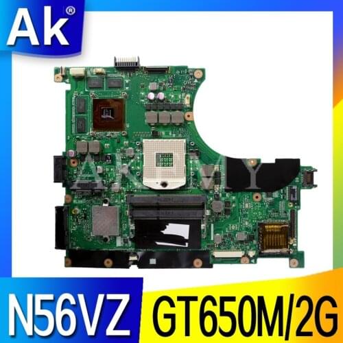 Akemy N56VZ motherboard GT650M/2G For Asus N56VZ N56VB N56VM N56VJ N56VV N56V laptop motherboard test 100% OK original mainboard