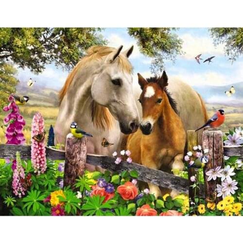 Full Square/Round Drill 5D DIY Diamond Painting "Horse & flower" 3D Embroidery Cross Stitch 5D Rhinestone Home Decor gift