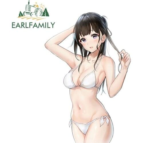 EARLFAMILY 13cm x 8.6cm for Rent A Girlfriend Car Stickers Sunscreen Personality Decals Scratch-Proof Vinyl Car Wrap DIY