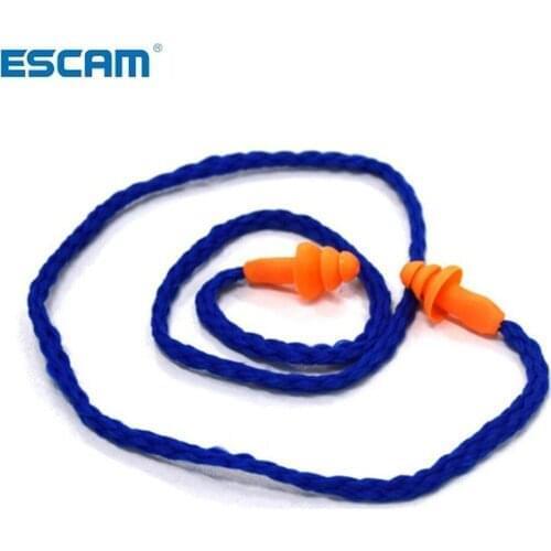 ESCAM 1/2/5/10pcs Soft Silicone Corded Ear Plugs ears Protector Reusable Hearing Protection Noise Reduction Earplugs Earmuff