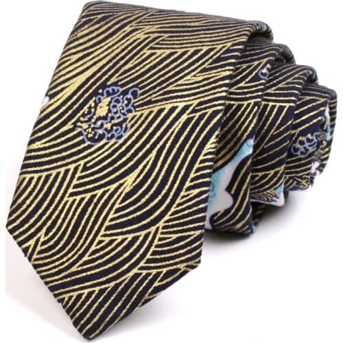 2020 New Design Wave Print Neck Tie High Quality Men’s Fashion Formal 7CM Tie for Men Business Suit Work Necktie with Gift Box