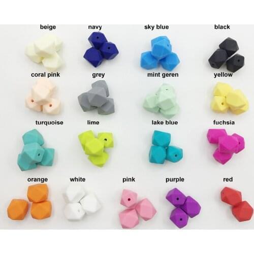 Hot sale 18mm Geometric Hexagon silicone beads Food Grade Babies Chewing Jewelry Teethers Necklaces Mom Jewelry 50pcs/lot