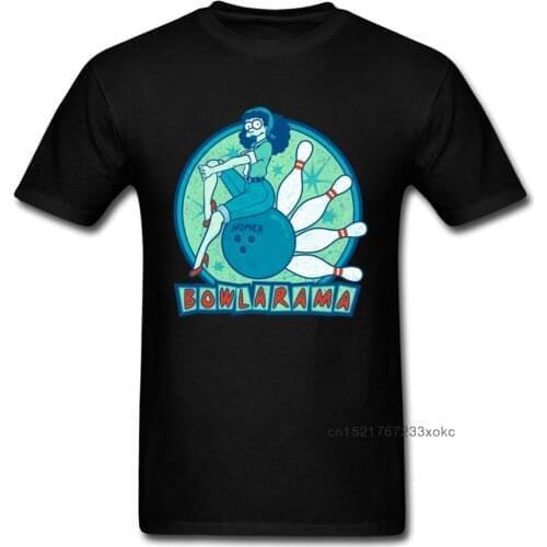 Homer Bowlarama T Shirt Ball Player Woman T-shirt Summer Black Tops Cartoon Tees Comic Man Tshirt Cotton Clothing O Neck