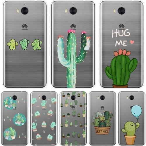Cactus Floral Back Cover For Huawei Y3 Y5 Y6 II Y7 2017 Pro Soft Silicone Case For Huawei Y5 Y6 Y7 Prime 2018 Y9 2019 Phone Case