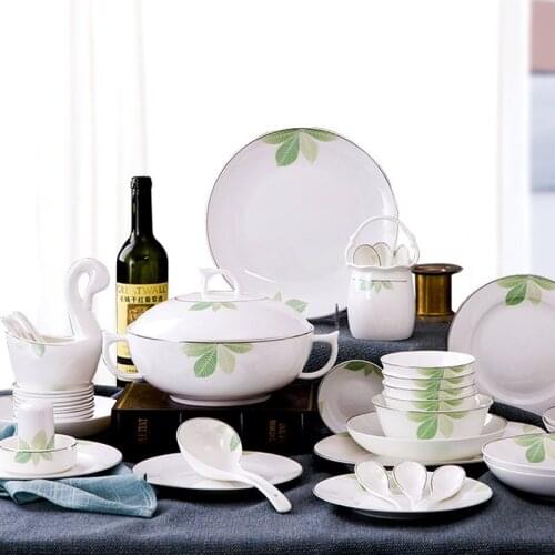 60 Heads Jingdezhen Ceramic Dinner Dish Посуда Salad Bowl Plate посуда для кухни наборы Dinnerware Set Kitchen Tableware