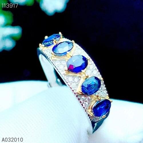 KJJEAXCMY fine jewelry 925 sterling silver inlaid natural sapphire luxury new Womans adjustable ring Support test hot selling