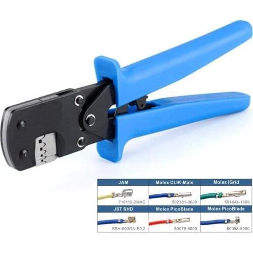 Micro Connector Pin Crimping Tool 0.03-0.52mm² 32-20AWG1.25 2.0 Ratcheting Crimper for D-Sub,Open Barrel suits Molex,JST