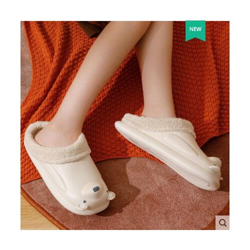 Mens And Womens Couples Winter Home Indoor Slippers Warm Shoes Cartoon Plush Waterproof Slippers Cotton Shoes 2021 New