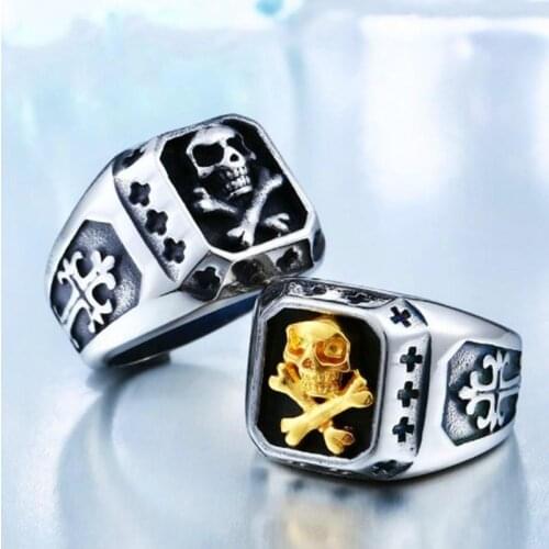 Punk Style Skull Cross Single Ring Ring Fashion Classic Mens Ring Jewelry Gift