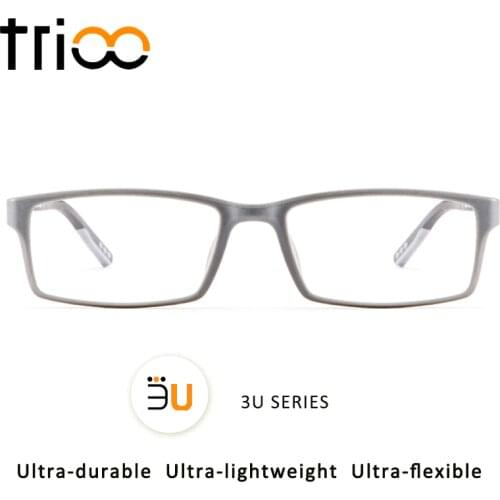 TRIOO 3U Series Tech Look Glasses Men Prescription Square Silver Eye Glasses Minus Myopia Correction Spectacles Anti Blue Ray