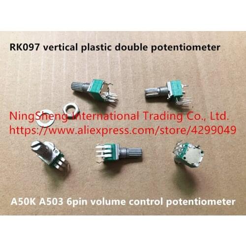 Original new 100% import RK097 vertical plastic double potentiometer 6pin volume control potentiometer A50K A503 (SWITCH)