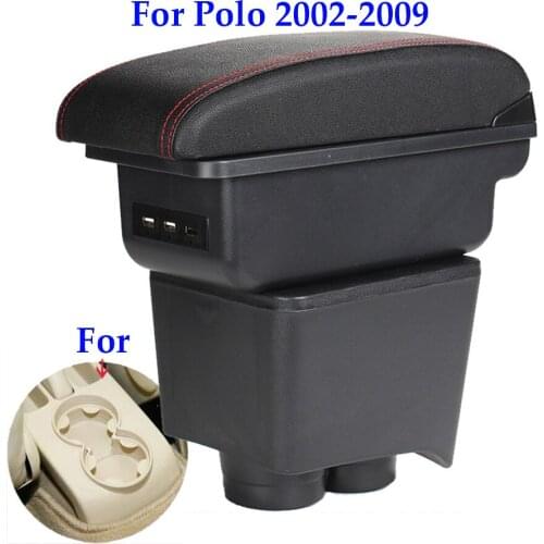 For Volkswagen Polo armrest box for VW Polo 9N 3 car 2002-2009 retrofit parts storage interior accessories special center USB