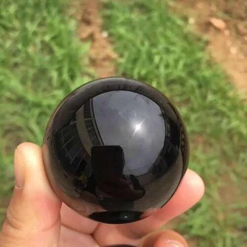 MOKAGY Natural Black Gemstone Crystal Sphere Obsidian Quartz Ball 50mm 1pc