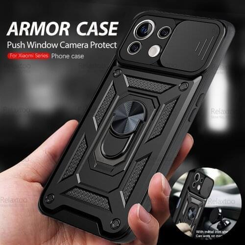 Camera Protect Armor Case For Xiaomi Mi 11 Lite Light 5/4G Xiomi 11i Mi11 i Push Lens Magnetic Ring Stand Shockproof Cover Coque