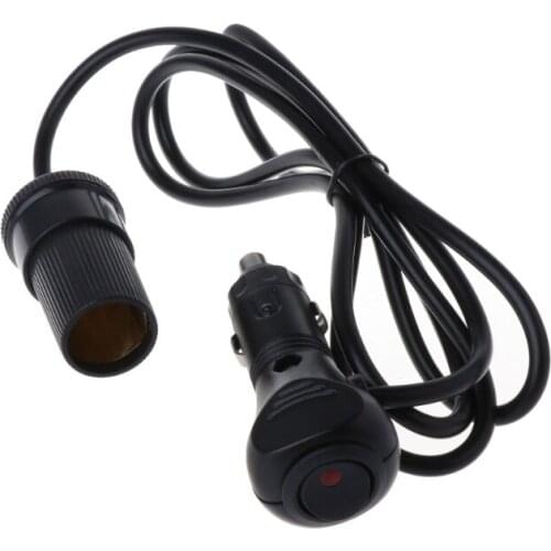 12V 24V Car Cigarette Lighter Adapte Cable Plug Socket With ON-OFF Switch Button