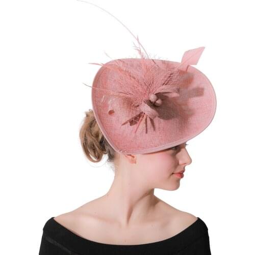 Peach Color Kenducky Derby Party Hats Ladies Fascinator Hair Accessories Women Elegant Veils Bridal Headwear Fashion Headdress