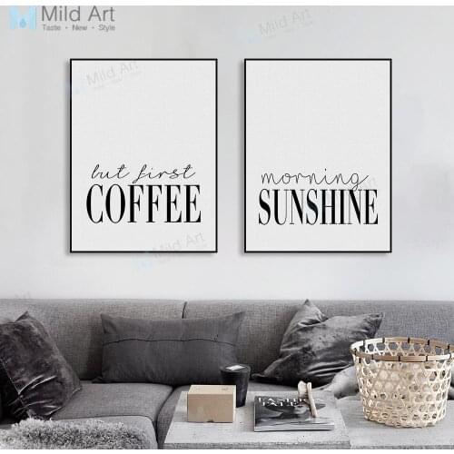 Modern Minimalist Coffee Sunshine Typography Poster Nordic Living Room Wall Art Print Picture Home Deco Canvas Painting Custom