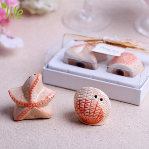Starfish & Fish Ceramic Spice Tool Utility Sugar Pepper Shakers Kitchen Cooking Tool Wedding Gift 2 Pcs/set Free Shipping
