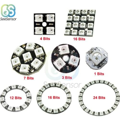 RGB LED Ring 1 3 4 7 8 12 16 24 Bits LEDs WS2812 5050 RGB LED Ring Lamp Light with Integrated Drivers