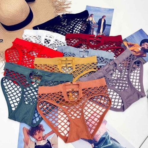 Womens Underwear Sexy Panties Erotic Fishnet Briefs Costumes Thong Mid-Waist Underpants Hollow Out Shorts Female Sex Lingerie