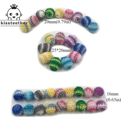 Crochet beads Coloured Melange beads Wooden crochet cotton beads baby necklace teether accessories DIY Nursing Combination boxed