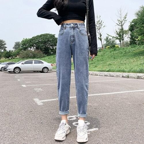 Harlan jeans women loose autumn and winter 2020 new plus velvet high waist nine turnip women pants thin old man pants