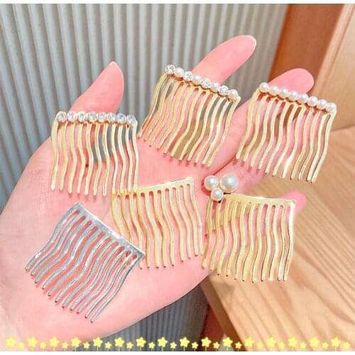 New Women Vintage Pearls Crystals Gold Simple Hair Combs Elegant Hair Clips Headband Hairpins Fashion Hair Accessories