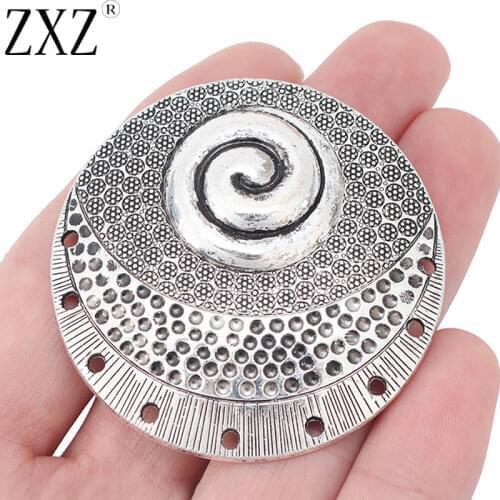 ZXZ 2pcs Tibetan Silver Large Hammered Spiral Swirl Vortex Round Connector Charms Pendants for Necklace Jewelry Making Findings