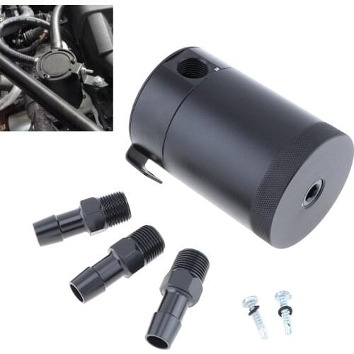 1 Piece Universal Racing Baffled 3 Port Oil Catch Can Tank Auto Vehicle Replacement Air-Oil Separator Waste Gas Oil Recover Pot