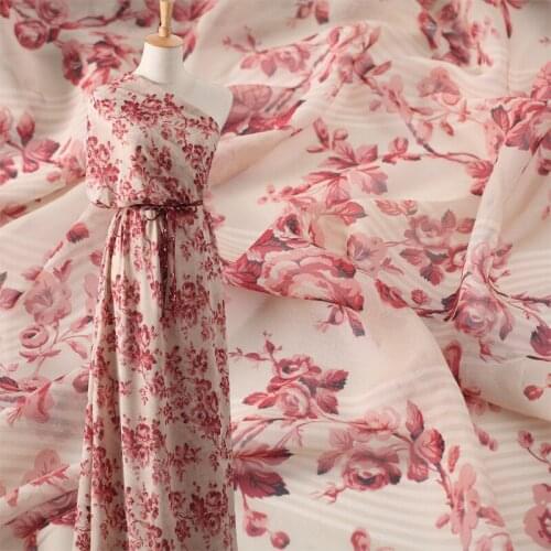 140CM Wide 12MM Floral Geometry Print Thin Silk Georgette Fabric for Summer Dress Jacket Pants Y048