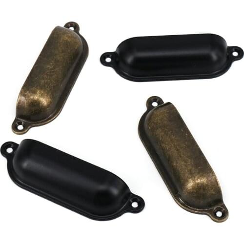 2PC Antique Shell Pull Handle Vintage Bronze Furniture Handle Kitchen Drawer Cabinet Door Handle Furniture Cupboard Knob Black