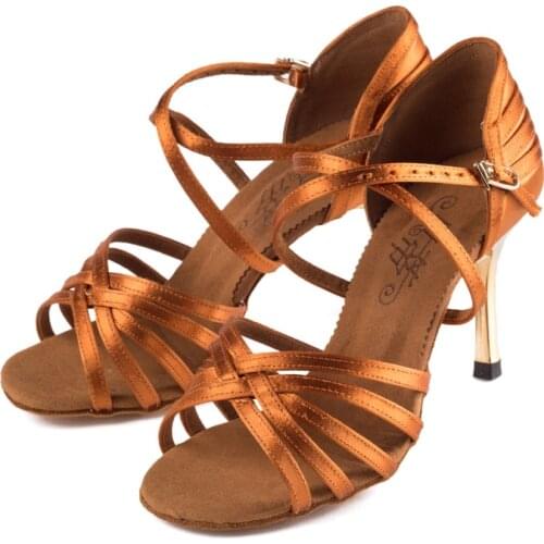 2017 Professional Latin Dance shoes Wholesale Satin Dark Complexion Soft Bottom Ballroom Women shoe Competition preferred BD2324