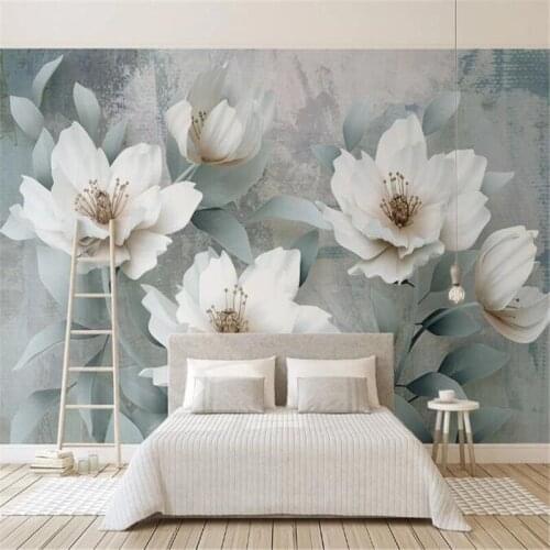 Milofi size custom 3D wallpaper mural retro simple three-dimensional relief flower TV bedroom background wall