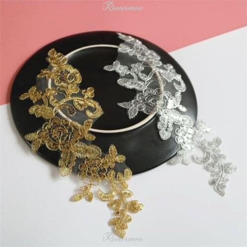 5Pcs Good Quality Delicate Silk Embroidered Sequins Silver Lace Applique Wedding Accessories multicolor Lace Cord DIY