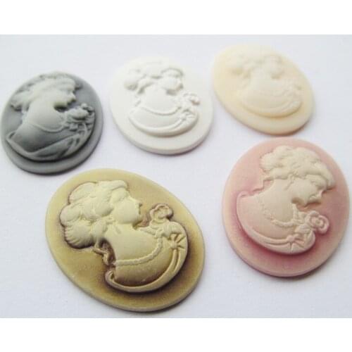 5pcs 30mmx40mm 5 colors Oval Flatback Resin Relief Beauty Head Cameo Cabochon Charm,Fit Base Setting Tray Bezel,DIY Accessory