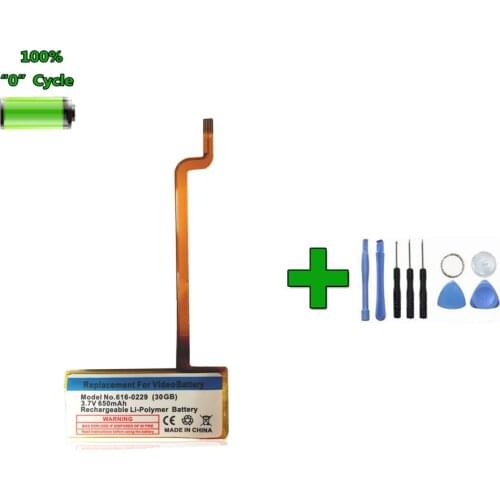 650mAh 616-0229 Battery For Apple iPod G5 Classic 6th 7th Video 30GB 120GB 160GB 256GB A1036 A1136 Accumulator AKKU +Tool Gift