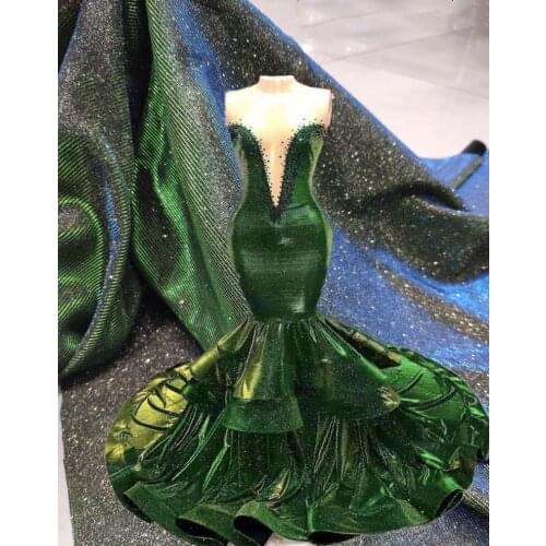 Glitter Sequins Tulle Mesh Lace Fabric Green Shining Party Dress Lace Fabric tissu dentelle nigeria