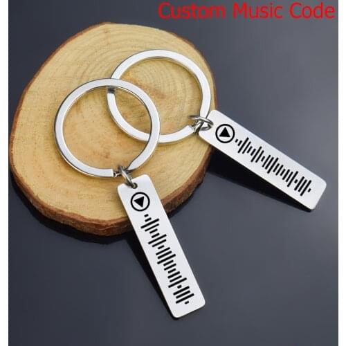 Personalized Laser Engrave Music Spotify Code Custom Stainless Steel Lettering Keyring Men Women Spotify Code Customize Jewelry