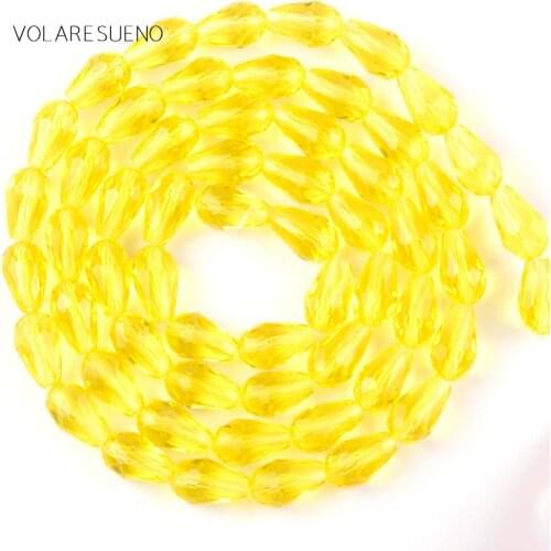 Faceted Teardrop Yellow Austrian Crystal Loose Beads 15” Pick 8x11mm Spacer Beads For Charm Bracelte Necklace Jewelry Making