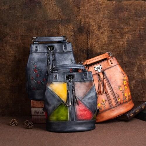 Estoring Ancient Ways Portable Leisure Chinese Style Multi-Function Cowhide Womens Handbags High Quality Shoulder Bags