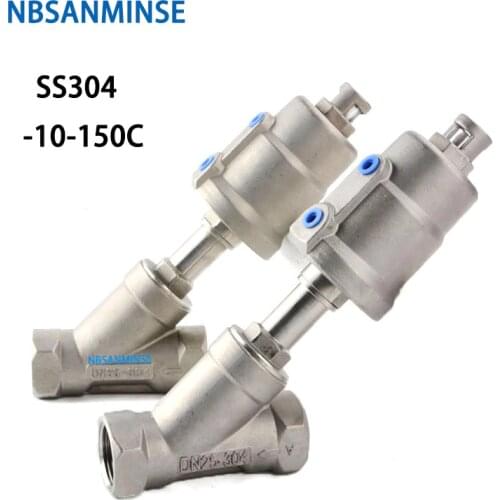 JDF100S0NC 3/8 1/2 3/4 1 Pneumatic Air Normally Closed Angle Seat Valve Stainless Steel SS304 Water Valve NBSANMINSE
