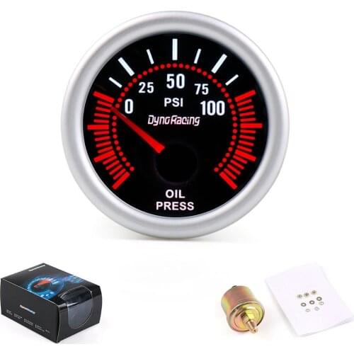 Dynoracing 2" 52mm Universal 12V LED Smoke Len 0~100psi oil press gauge Meter / oil press gauge TT101314